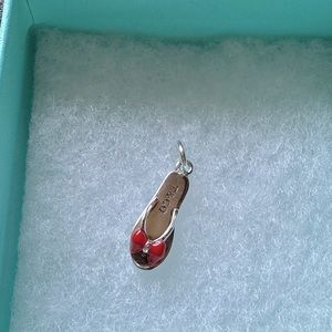 Rare Tiffany red flip flop charm sterling silver authentic never worn